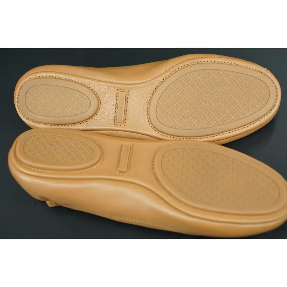 Tory Burch Women's Minnie Travel Ballet Flats Gold Logo Size 7 New